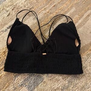 Victoria's Secret Women Size L PINK Smocked Strappy Triangle Bralette Black